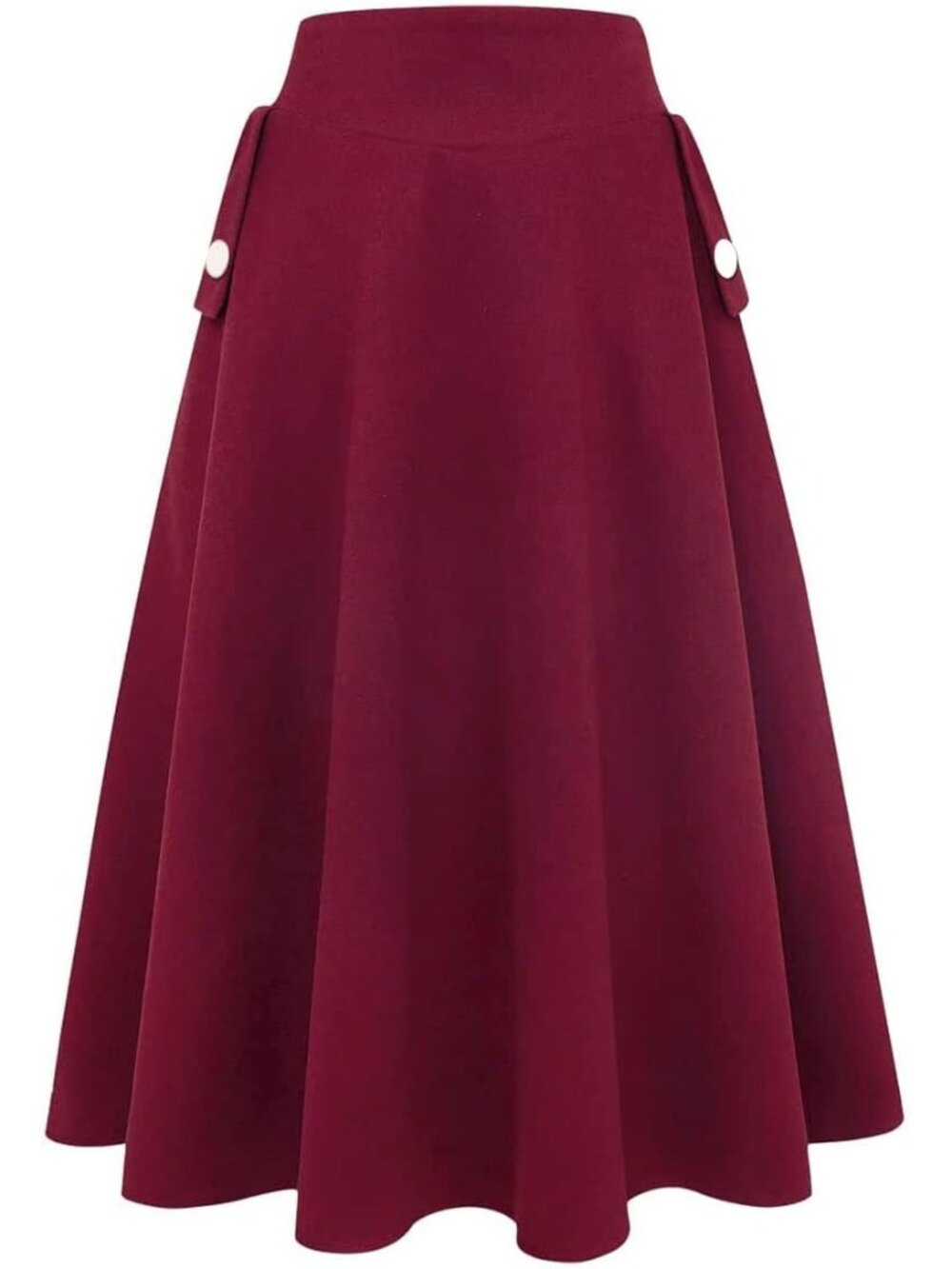 Women's Wine Red Fall Winter High Waisted Wool Plaid A-line Long Maxi Skirt - Picture 4 of 6